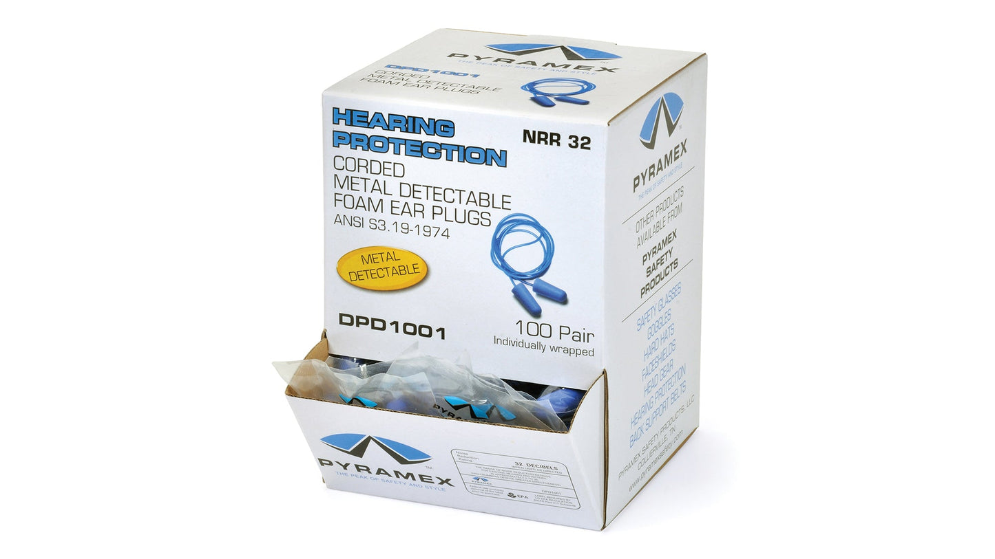 DPD1001 Metal Detectable Disposable Corded Earplugs NRR 30dB