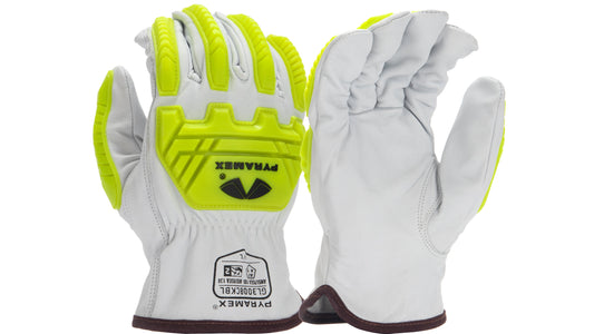GL3008CKB - Grain Goatskin Leather Driver HPPE A7 Cut Level 2 Impact Gloves