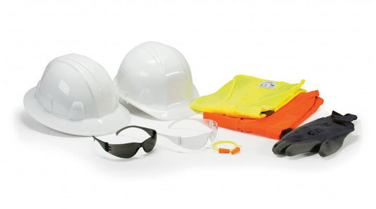 Pyramex New Hire Kit - Cap Style Hard Hat + Earplugs + Vest + Safety Glasses + Gloves